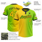 Custom Neon Green Yellow-Black Gradient Fashion Two-Button Unisex Softball Jersey Limited