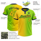 Custom Neon Green Yellow-Navy Gradient Fashion Two-Button Unisex Softball Jersey Limited