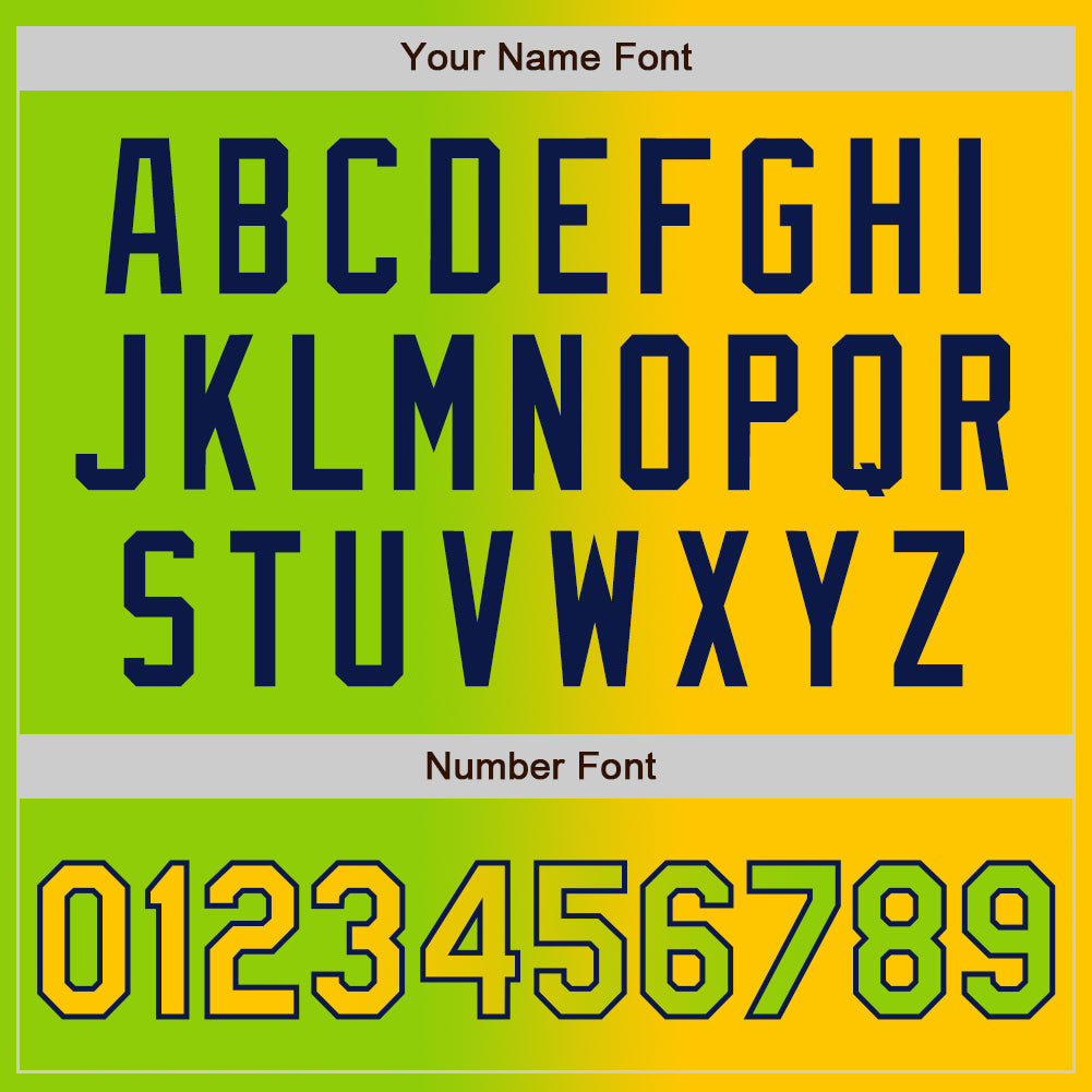 Custom Neon Green Yellow-Navy Gradient Fashion Two-Button Unisex Softball Jersey Limited