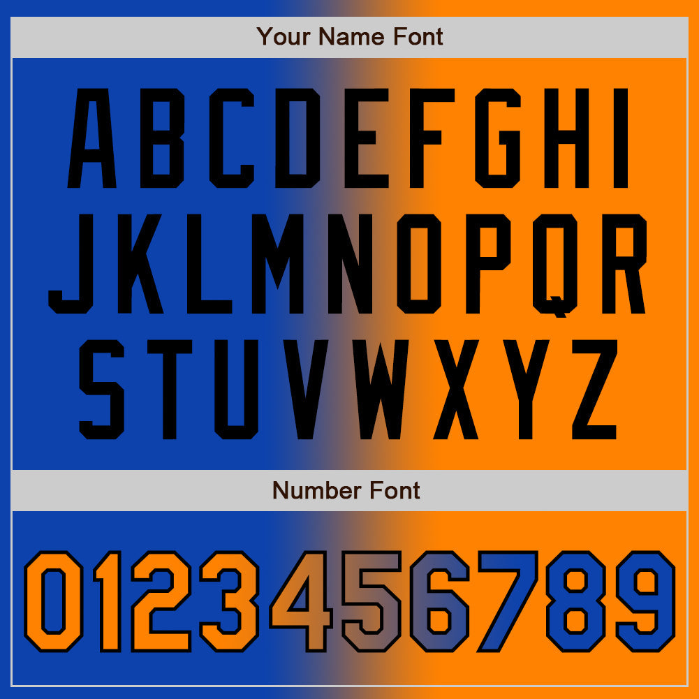 Custom Thunder Blue Bay Orange-Black Gradient Fashion Two-Button Unisex Softball Jersey Limited