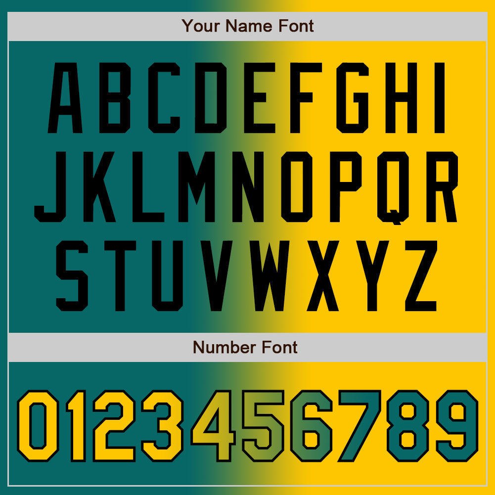 Custom Teal Yellow-Black Gradient Fashion Two-Button Unisex Softball Jersey Limited