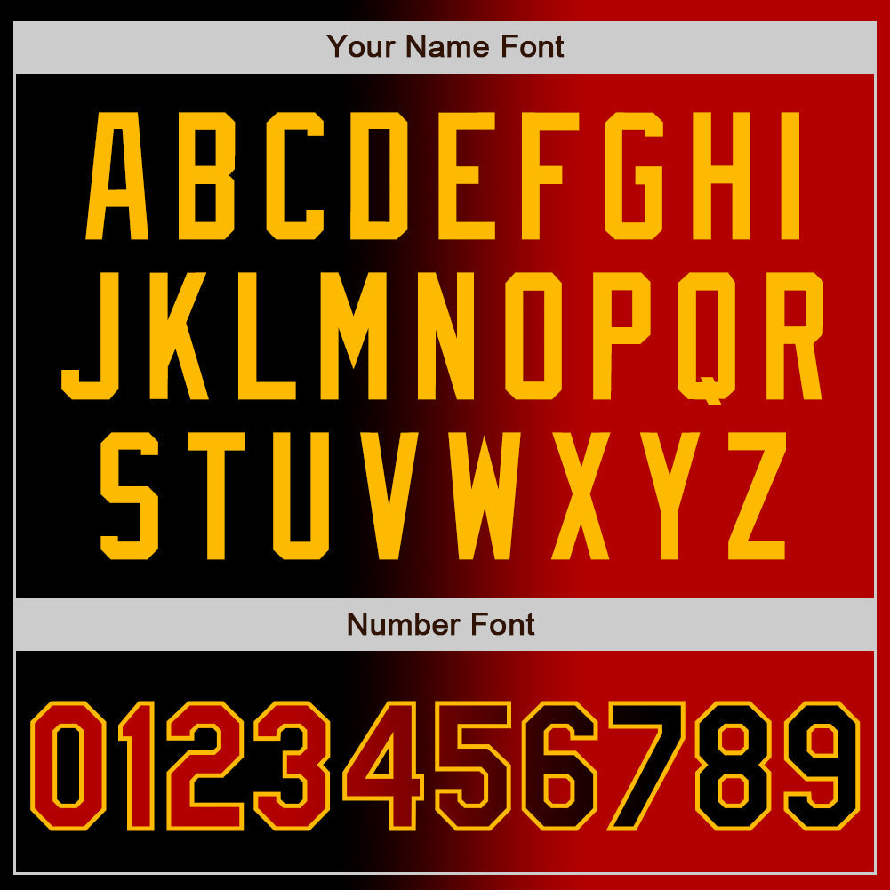 Custom Black Red-Gold Gradient Fashion Two-Button Unisex Softball Jersey Limited