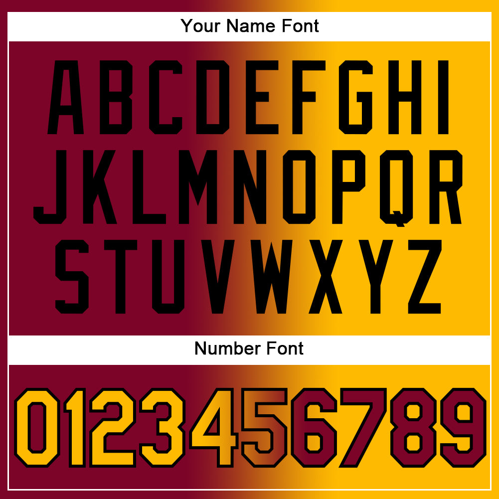 Custom Maroon Gold-Black Gradient Fashion Two-Button Unisex Softball Jersey Limited