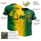 Custom Kelly Green Yellow-Black Gradient Fashion Two-Button Unisex Softball Jersey Limited