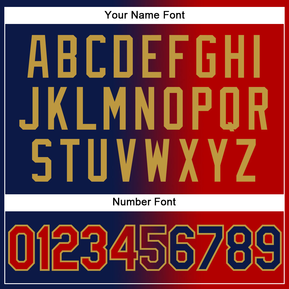 Custom Navy Red-Old Gold Gradient Fashion Two-Button Unisex Softball Jersey Limited