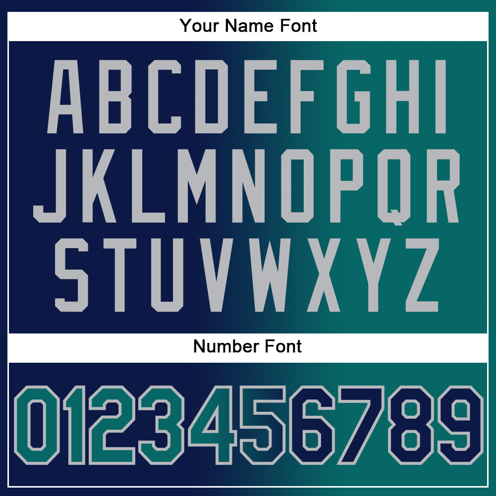 Custom Navy Teal-Gray Gradient Fashion Two-Button Unisex Softball Jersey Limited