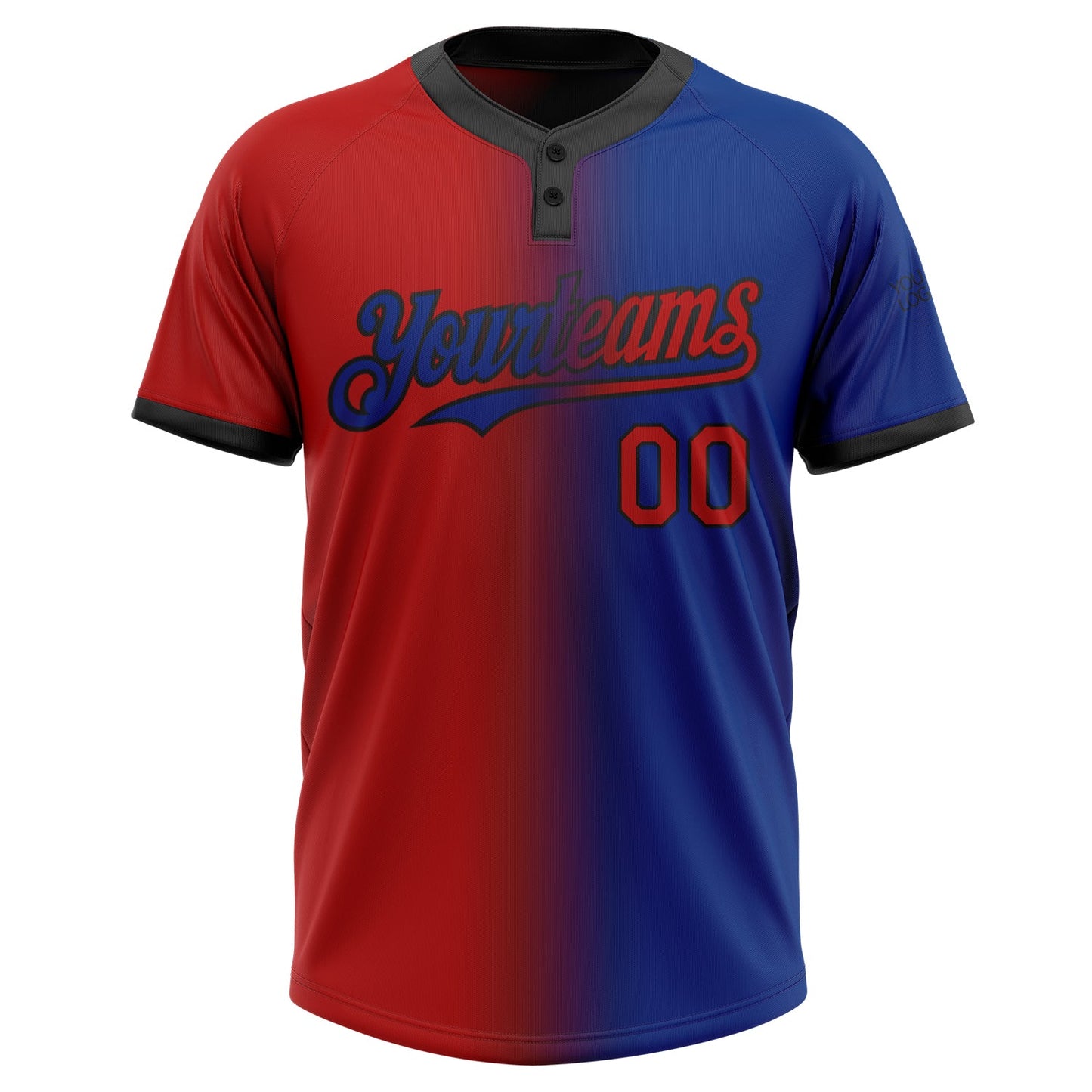 Custom Royal Red-Black Gradient Fashion Two-Button Unisex Softball Jersey Limited