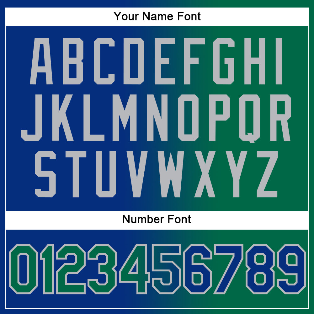 Custom Royal Kelly Green-Gray Gradient Fashion Two-Button Unisex Softball Jersey Limited