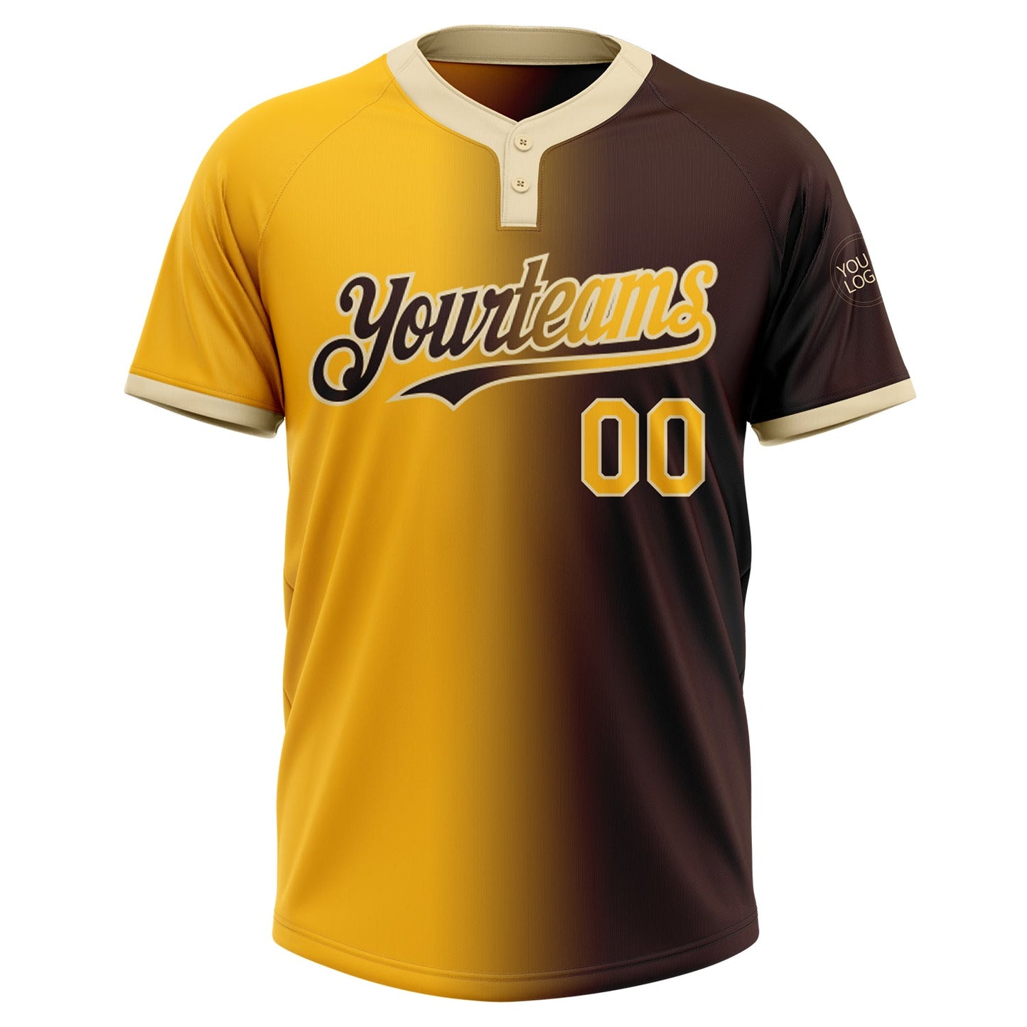 Custom Brown Gold-Cream Gradient Fashion Two-Button Unisex Softball Jersey Limited
