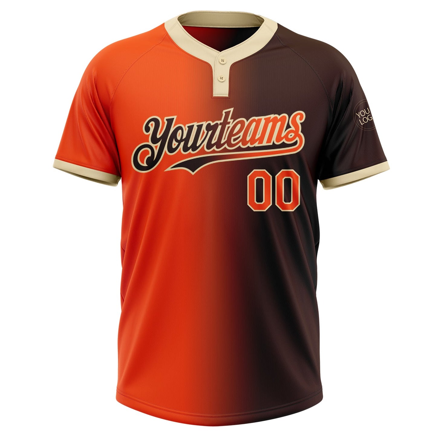 Custom Brown Orange-Cream Gradient Fashion Two-Button Unisex Softball Jersey Limited