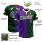 Custom Green Purple-Cream Gradient Fashion Two-Button Unisex Softball Jersey Limited