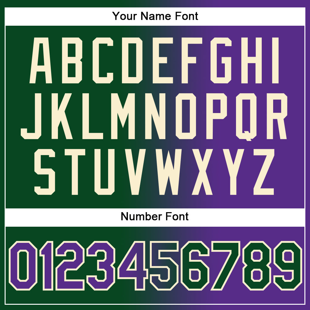 Custom Green Purple-Cream Gradient Fashion Two-Button Unisex Softball Jersey Limited