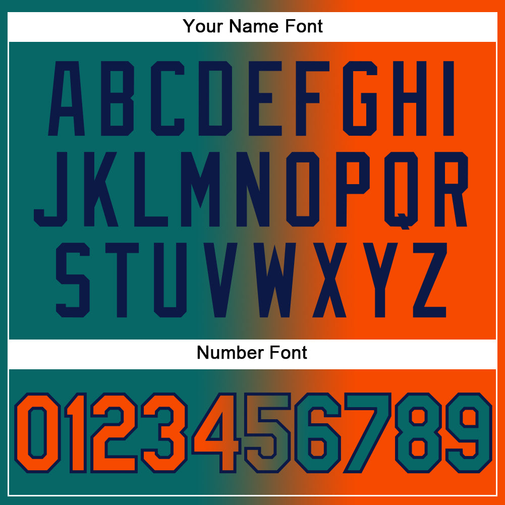 Custom Teal Orange-Navy Gradient Fashion Two-Button Unisex Softball Jersey Limited