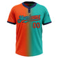 Custom Aqua Orange-Navy Gradient Fashion Two-Button Unisex Softball Jersey Limited