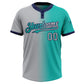 Custom Aqua Gray-Navy Gradient Fashion Two-Button Unisex Softball Jersey Limited