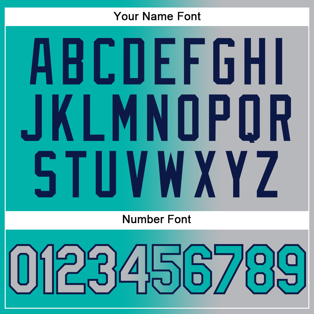 Custom Aqua Gray-Navy Gradient Fashion Two-Button Unisex Softball Jersey Limited