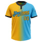 Custom Sky Blue Gold-Black Gradient Fashion Two-Button Unisex Softball Jersey Limited