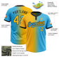 Custom Sky Blue Gold-Black Gradient Fashion Two-Button Unisex Softball Jersey Limited