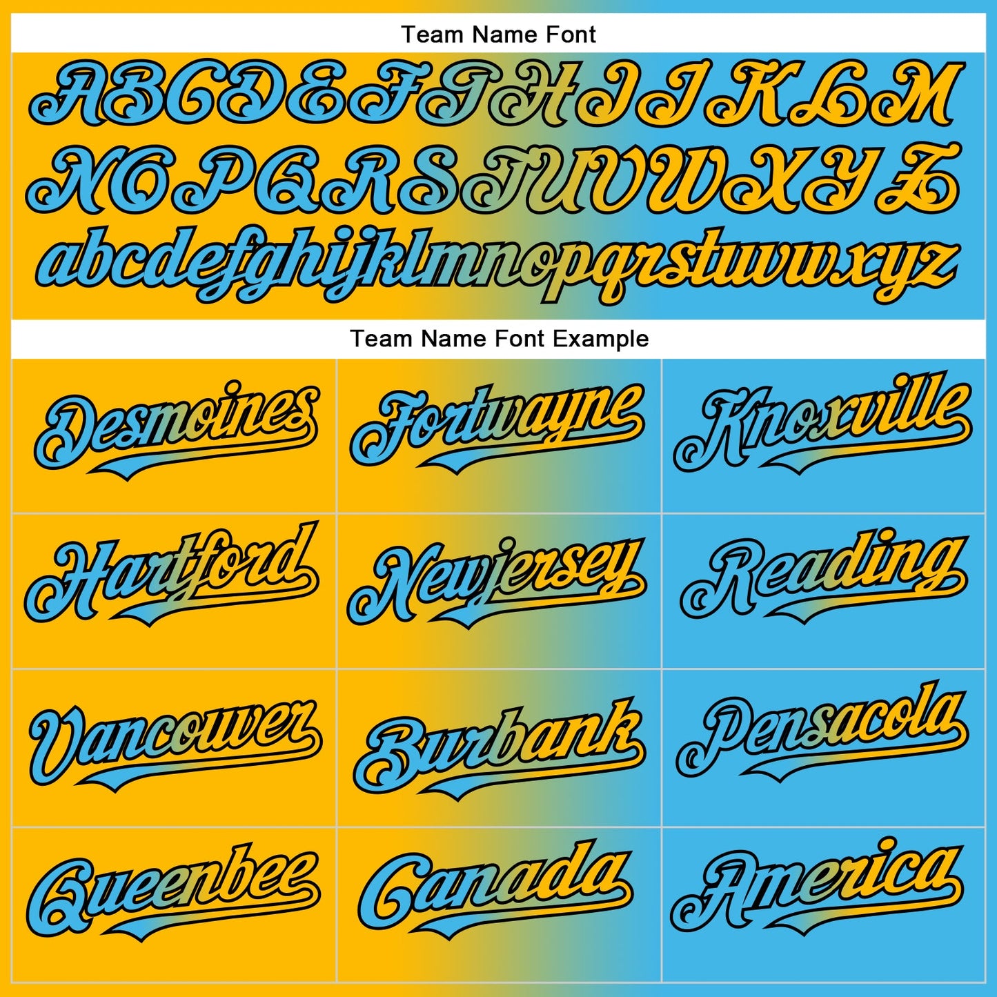 Custom Sky Blue Gold-Black Gradient Fashion Two-Button Unisex Softball Jersey Limited