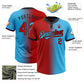 Custom Sky Blue Red-Black Gradient Fashion Two-Button Unisex Softball Jersey Limited