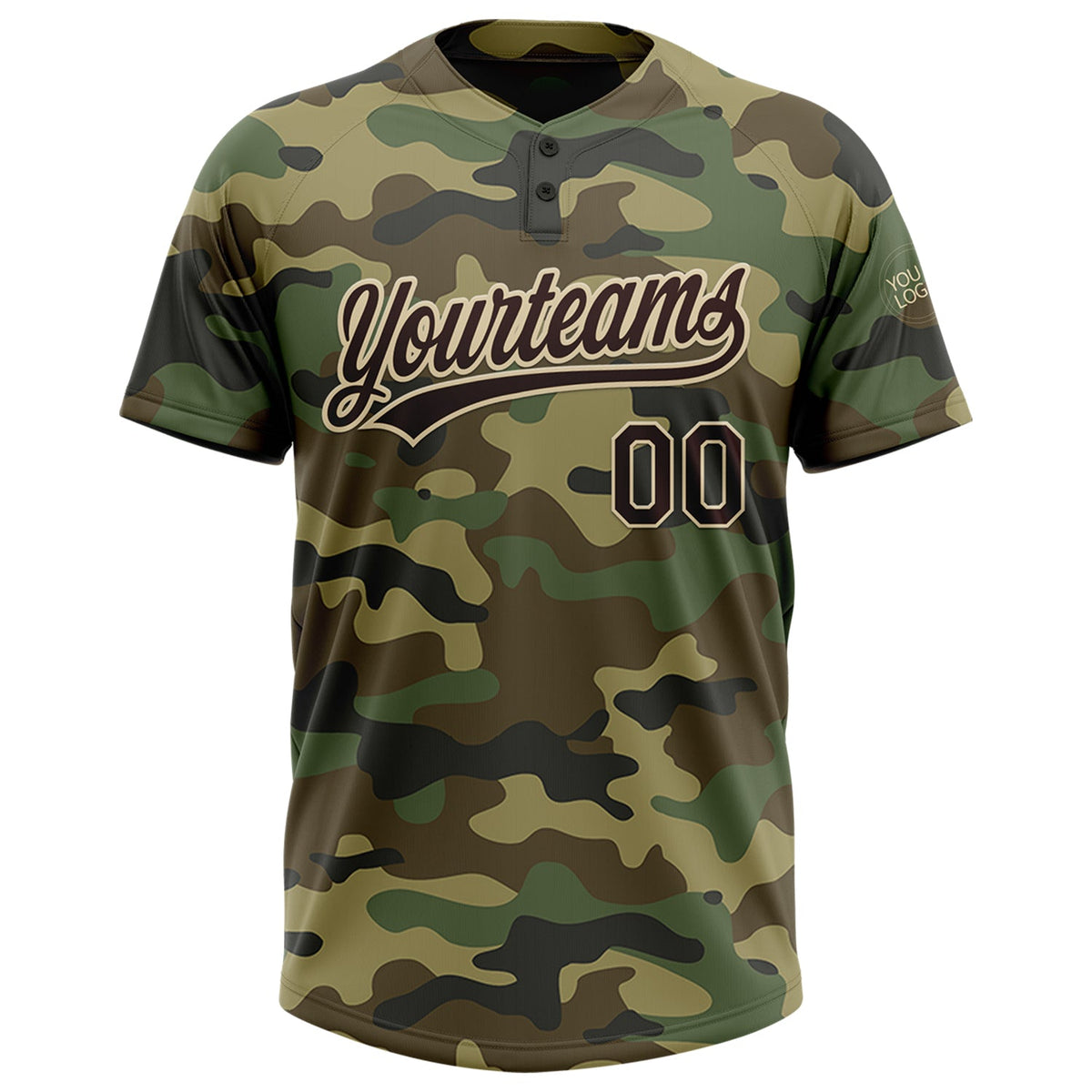 Custom Camo Brown-Cream Salute To Service Two-Button Unisex Softball Jersey Limited
