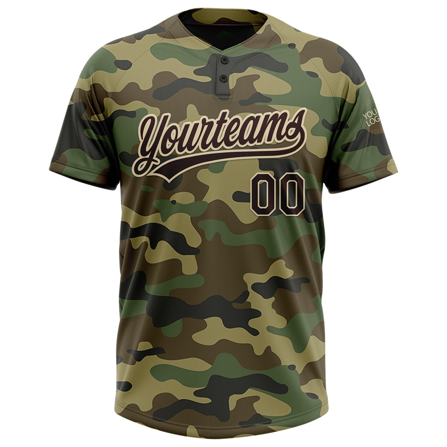 Custom Camo Brown-Cream Salute To Service Two-Button Unisex Softball Jersey Limited