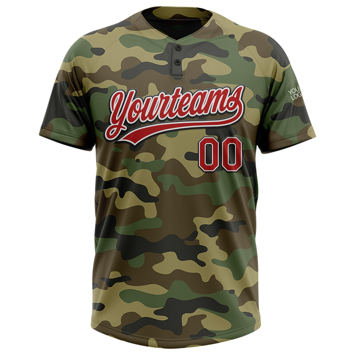 Custom Camo Red-Black Salute To Service Two-Button Unisex Softball Jersey Limited