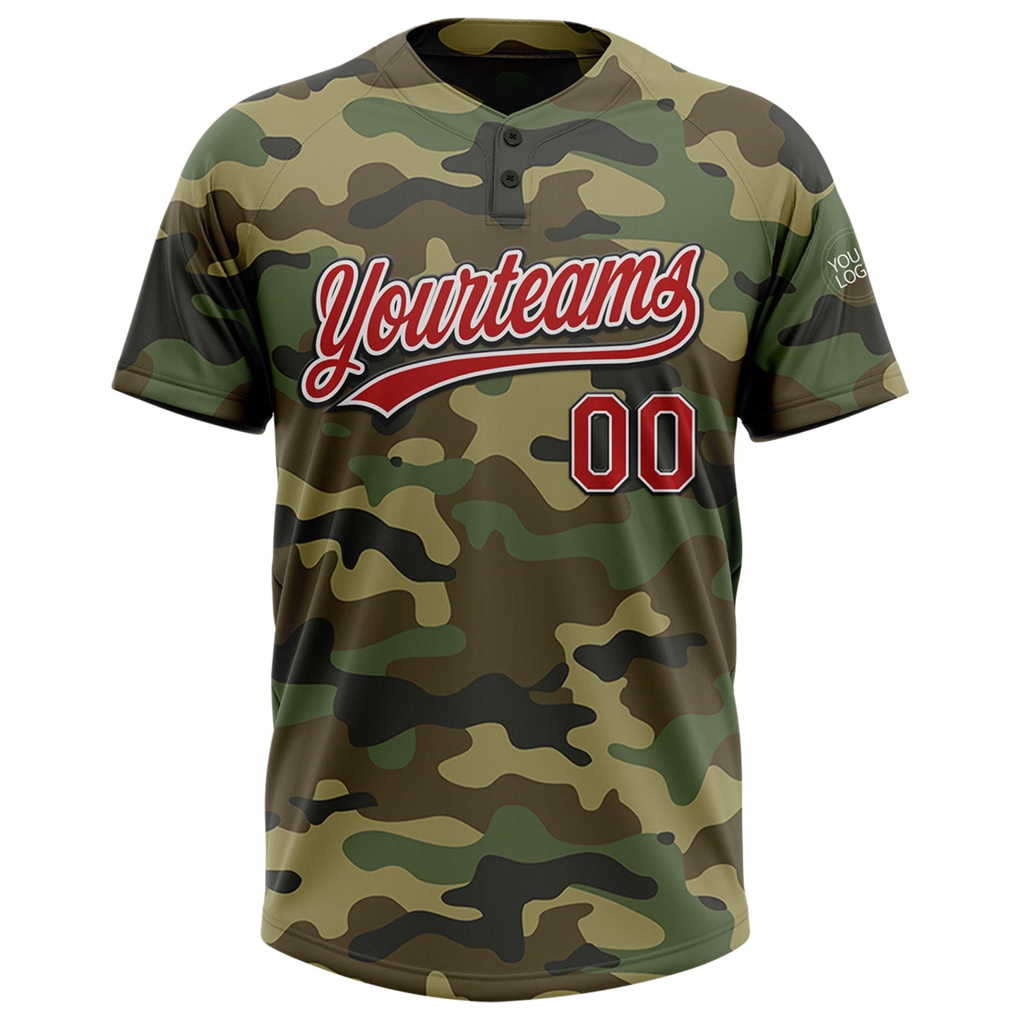Custom Camo Red-Black Salute To Service Two-Button Unisex Softball Jersey Limited