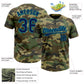 Custom Camo Navy-Teal Salute To Service Two-Button Unisex Softball Jersey Limited