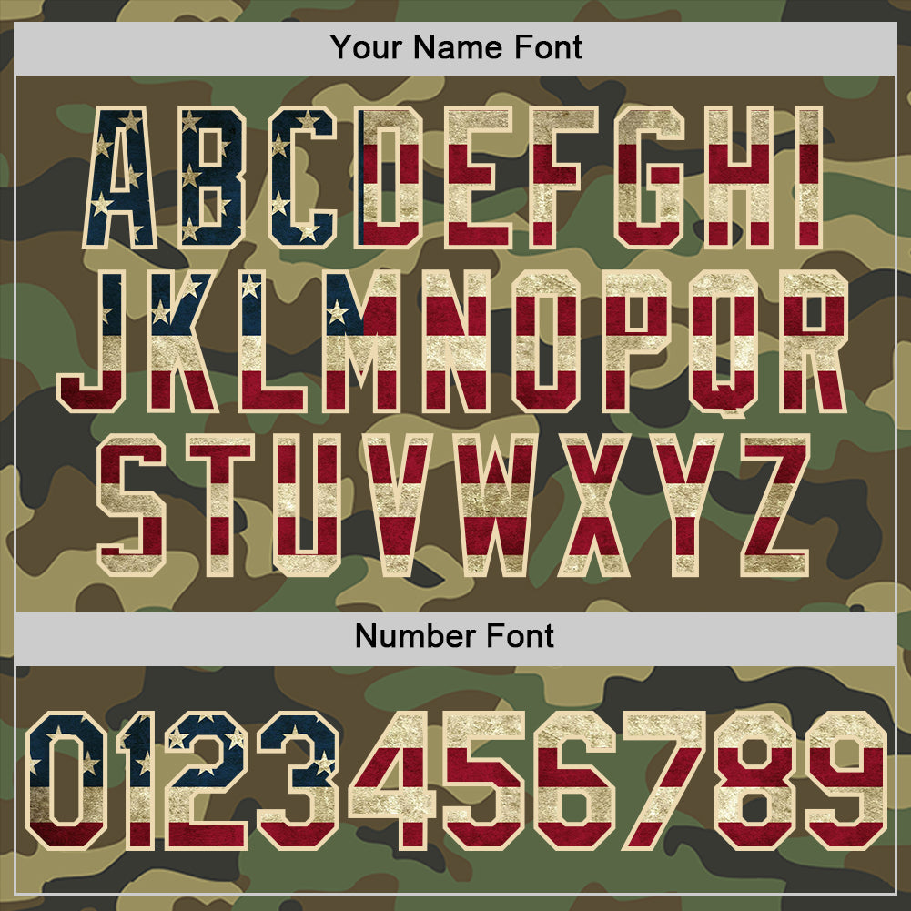 Custom Camo Vintage USA Flag-Cream Salute To Service Two-Button Unisex Softball Jersey Limited