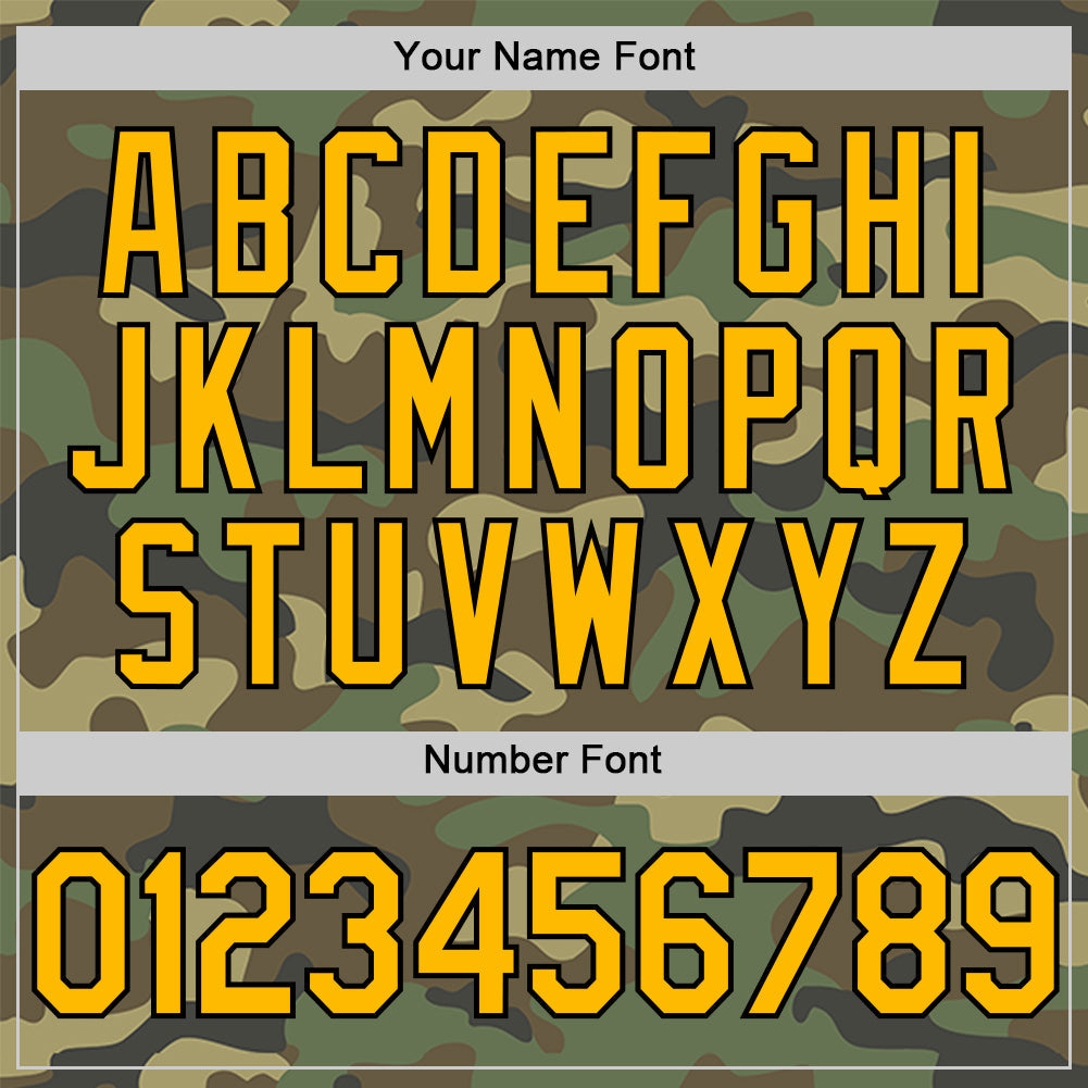 Custom Camo Gold-Black Salute To Service Two-Button Unisex Softball Jersey Limited