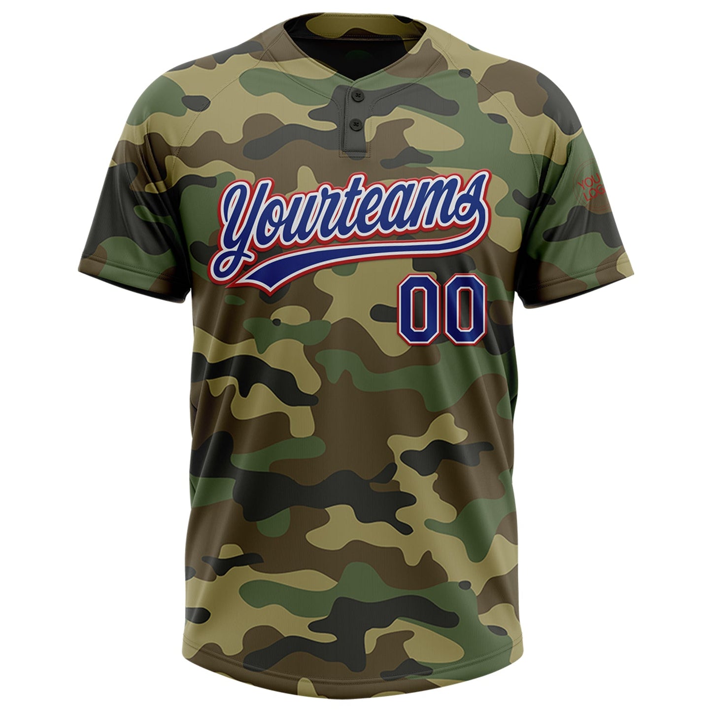 Custom Camo Royal-Red Salute To Service Two-Button Unisex Softball Jersey Limited