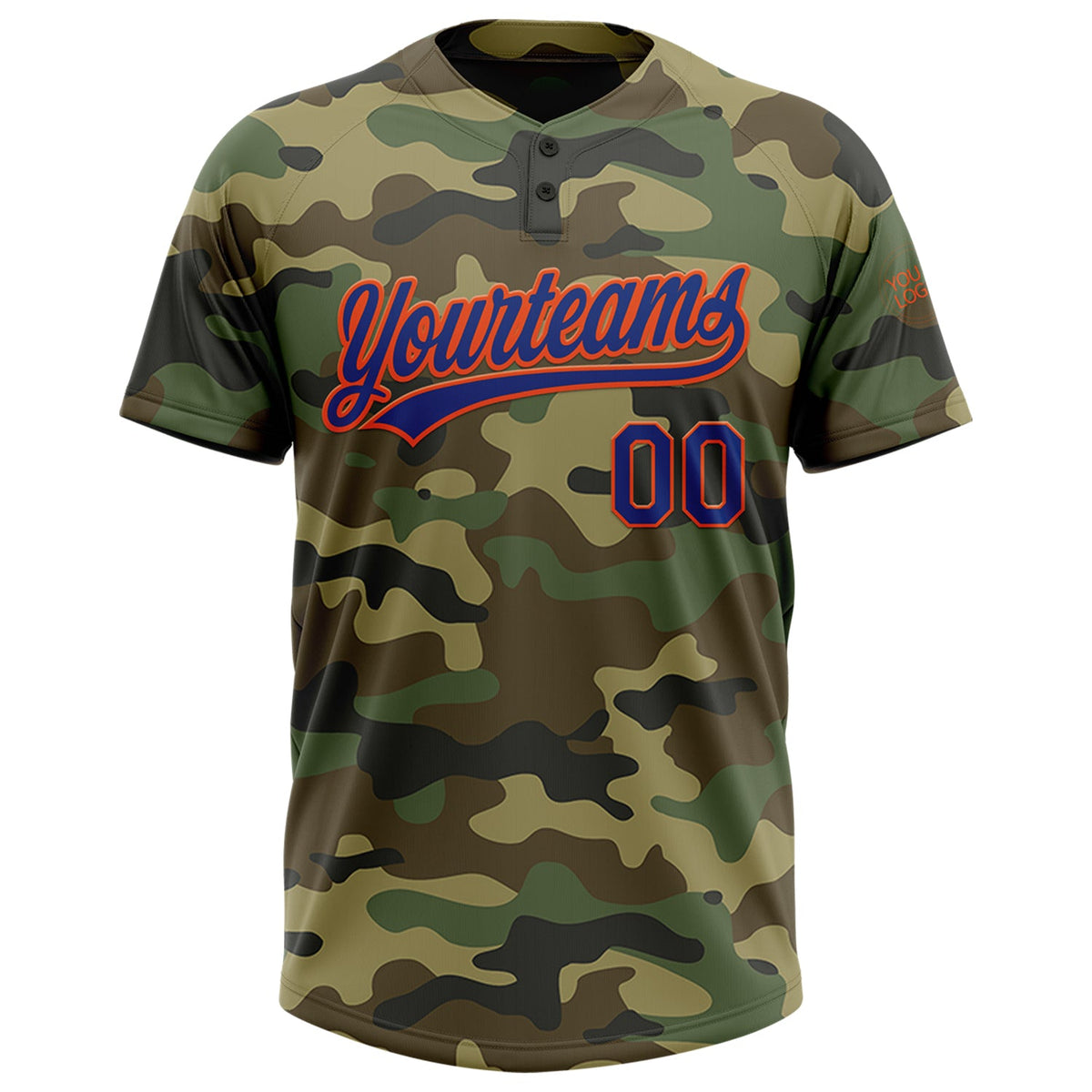 Custom Camo Royal-Orange Salute To Service Two-Button Unisex Softball Jersey Limited