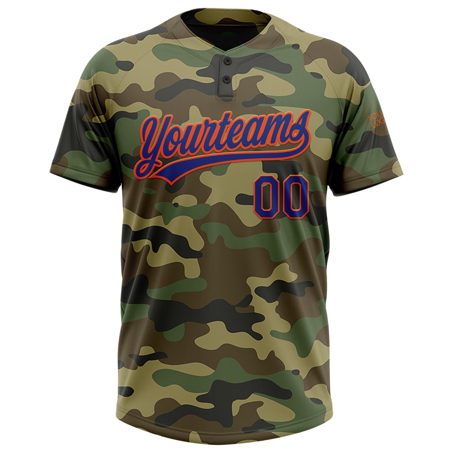 Custom Camo Royal-Orange Salute To Service Two-Button Unisex Softball Jersey Limited