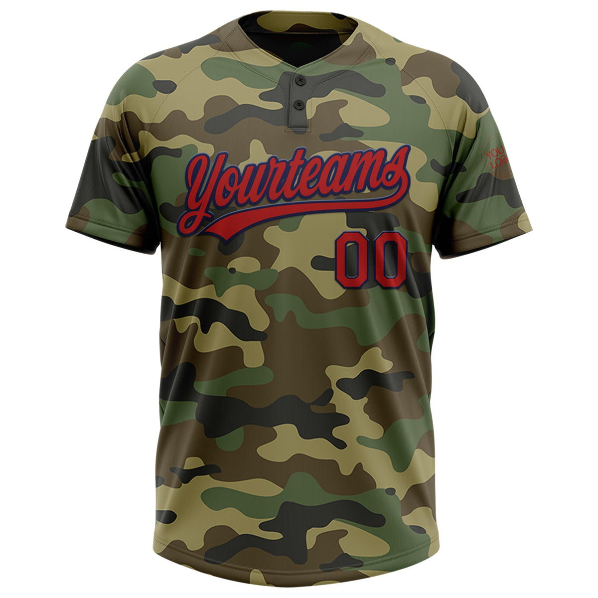 Custom Camo Red-Navy Salute To Service Two-Button Unisex Softball Jersey Limited