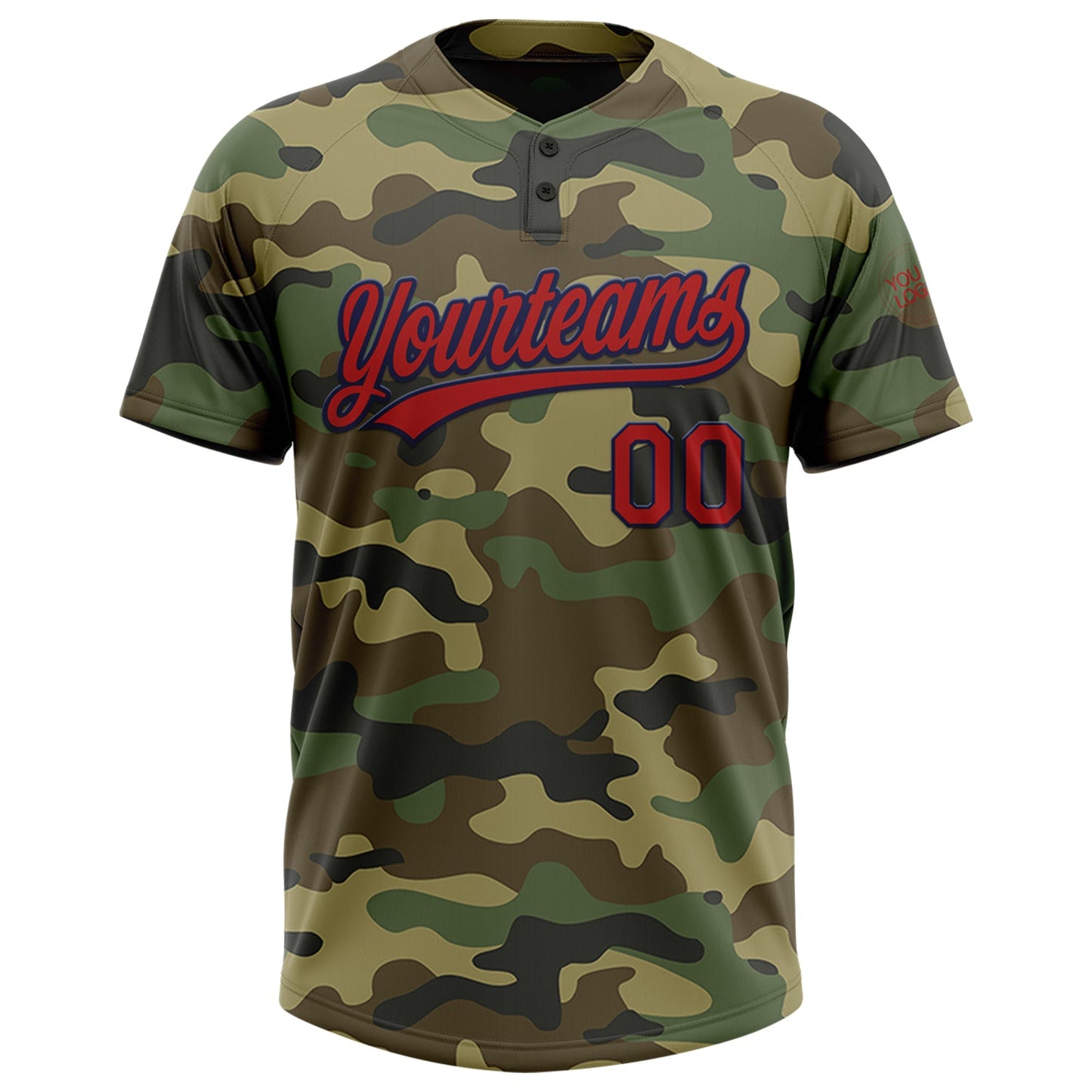 Custom Camo Red-Navy Salute To Service Two-Button Unisex Softball Jersey Limited