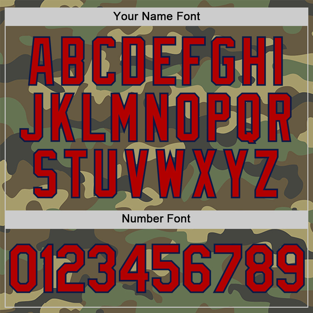 Custom Camo Red-Navy Salute To Service Two-Button Unisex Softball Jersey Limited