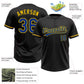 Custom Black Royal-Yellow Two-Button Unisex Softball Jersey Limited