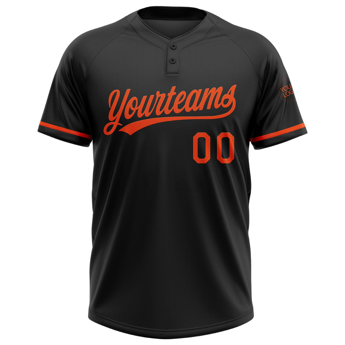 Custom Black Orange Two-Button Unisex Softball Jersey Limited
