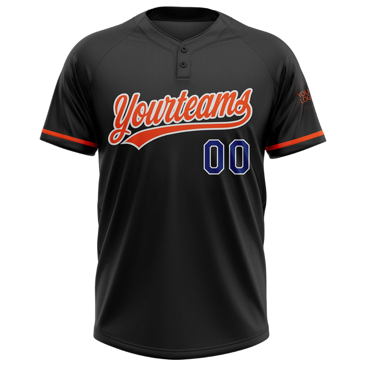 Custom Black Royal-Orange Two-Button Unisex Softball Jersey Limited