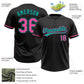 Custom Black Pink-Aqua Two-Button Unisex Softball Jersey Limited