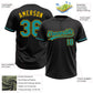 Custom Black Teal-Yellow Two-Button Unisex Softball Jersey Limited