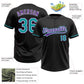 Custom Black Teal-Purple Two-Button Unisex Softball Jersey Limited