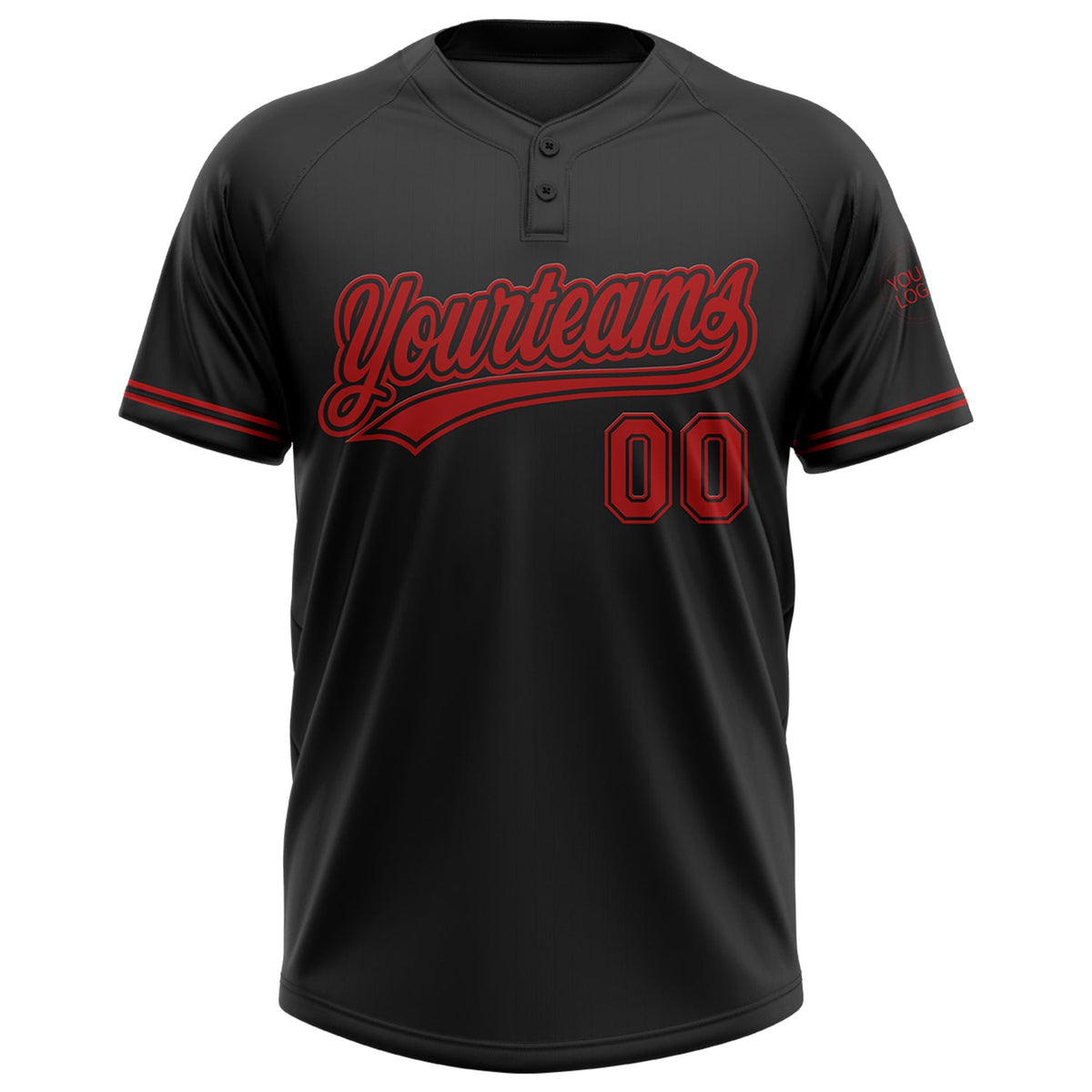 Custom Black Red Two-Button Unisex Softball Jersey Limited