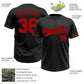 Custom Black Red Two-Button Unisex Softball Jersey Limited
