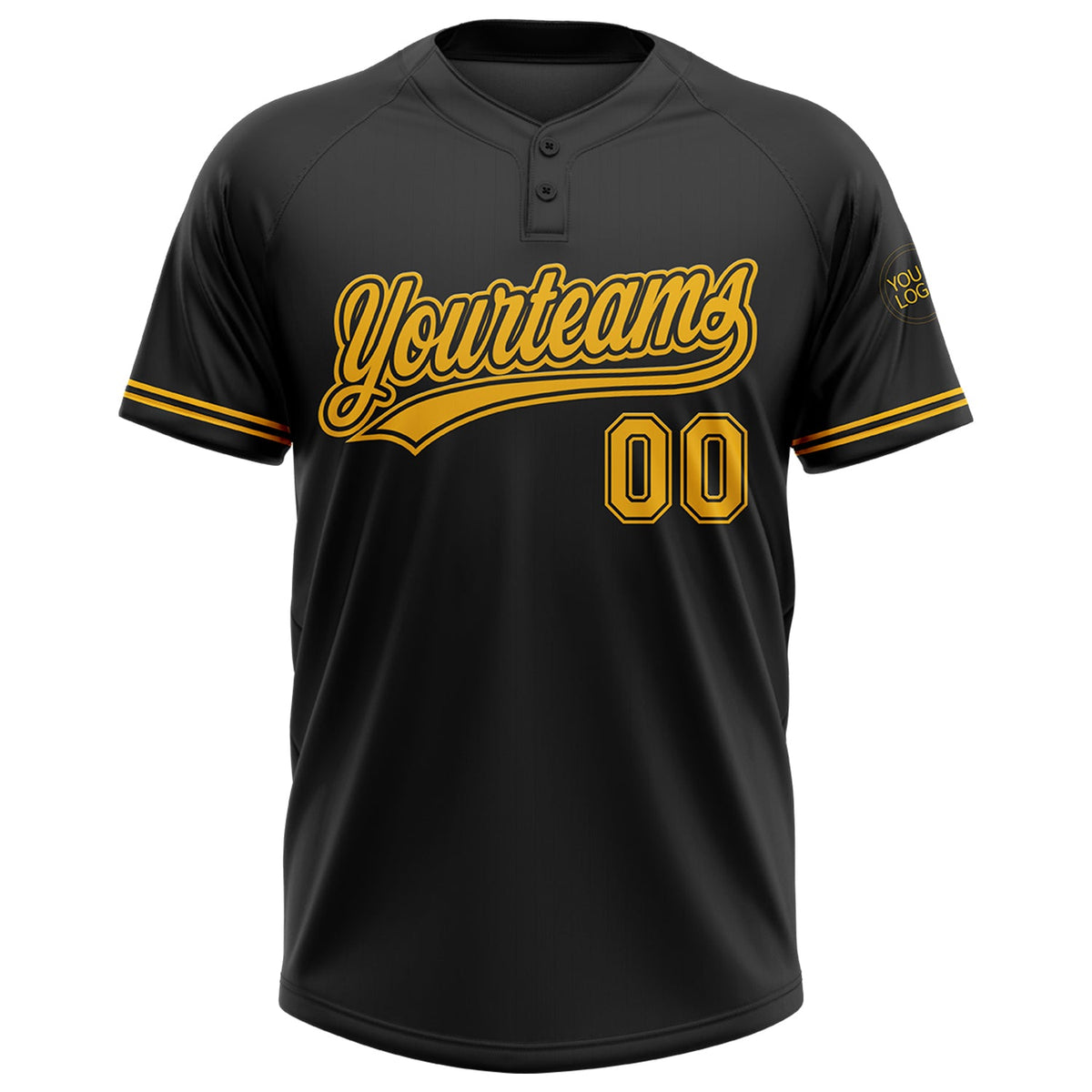 Custom Black Gold Two-Button Unisex Softball Jersey Limited