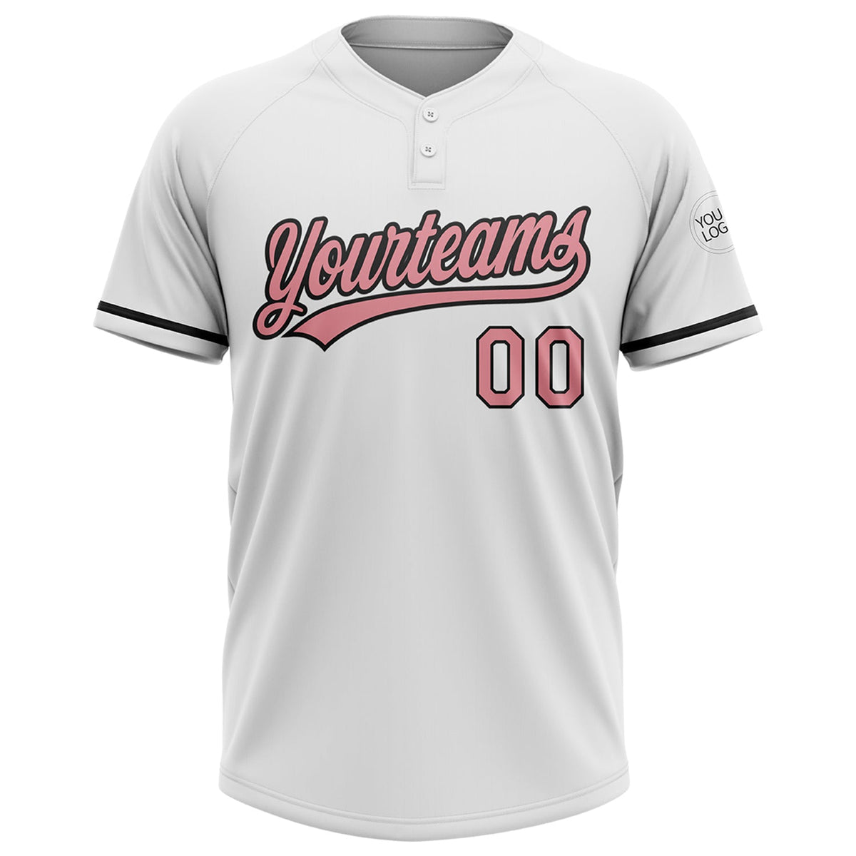 Custom White Medium Pink-Black Two-Button Unisex Softball Jersey Limited