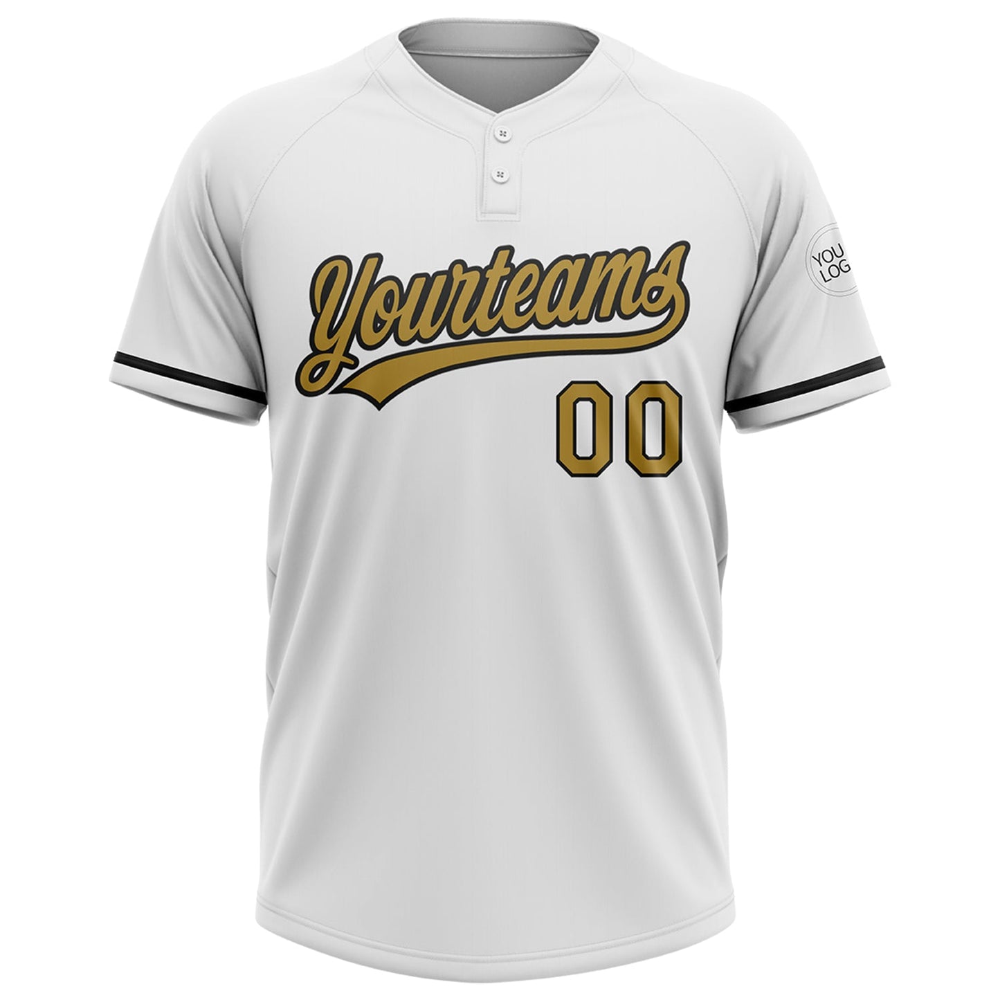 Custom White Old Gold-Black Two-Button Unisex Softball Jersey Limited