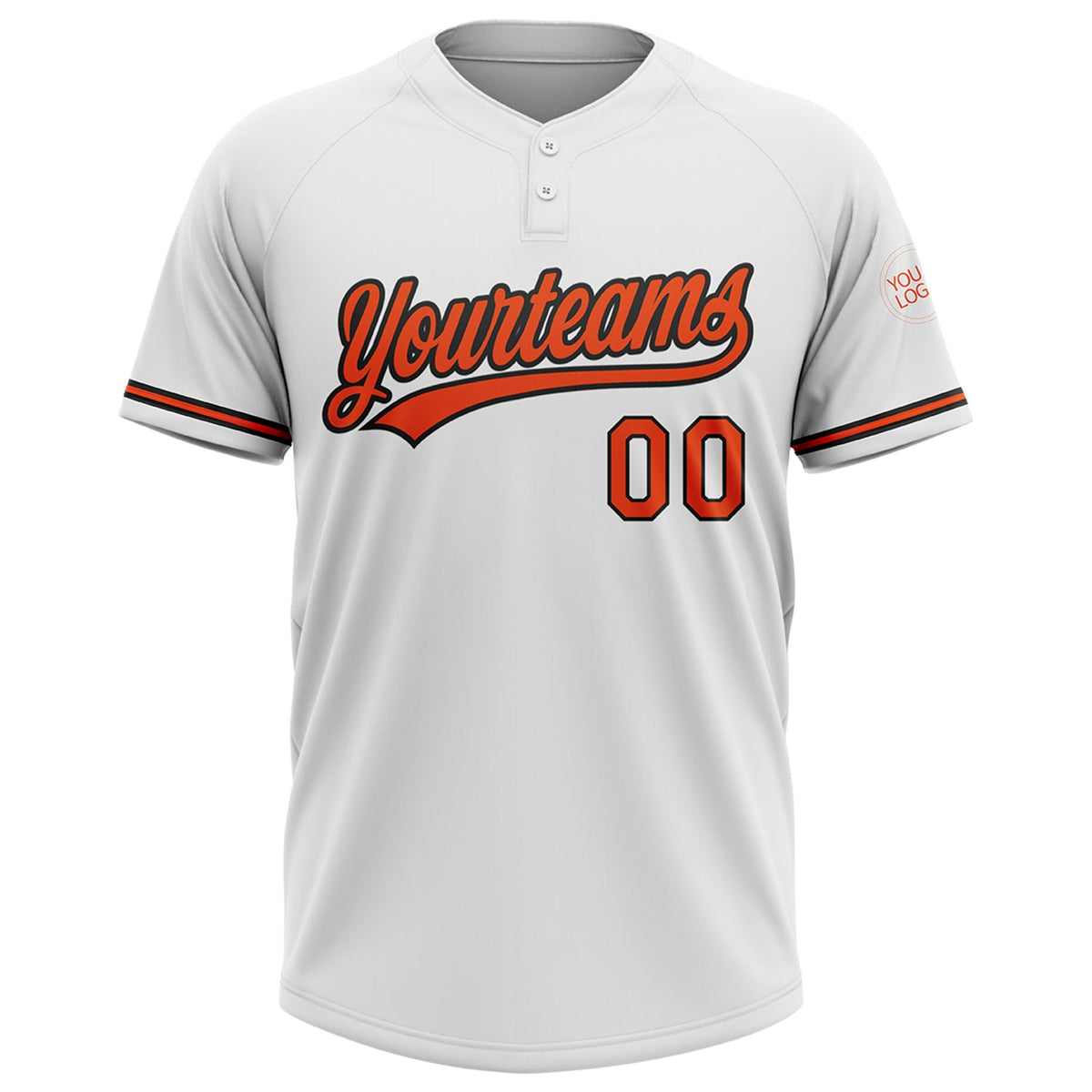 Custom White Orange-Black Two-Button Unisex Softball Jersey Limited