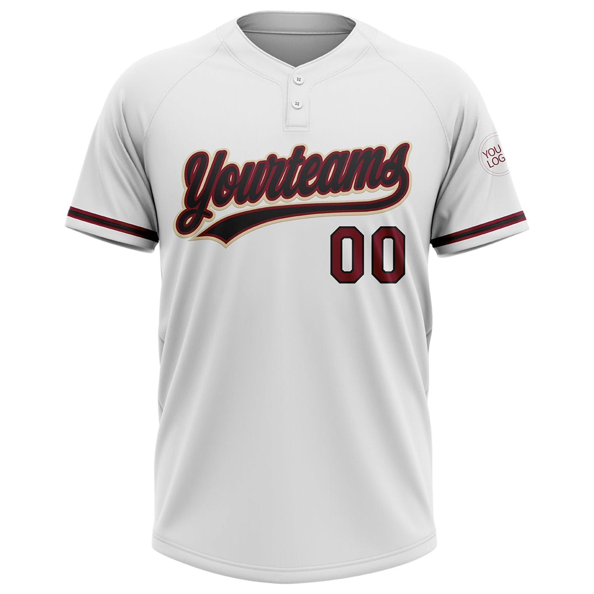 Custom White Black Crimson-Cream Two-Button Unisex Softball Jersey Limited